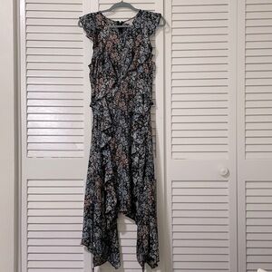 Floral pattern asymmetrical hem dress Belle Sky